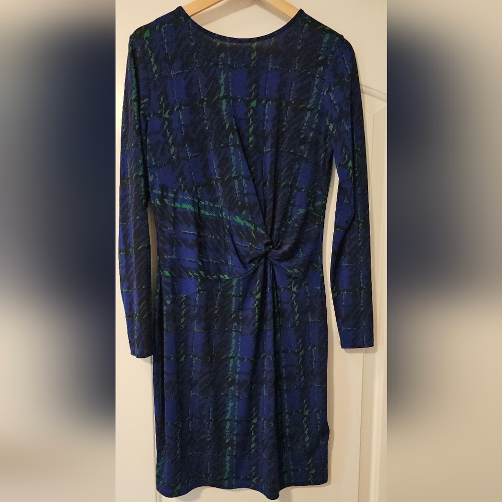 Michael Kors Blue and Green Long Sleeve Dress